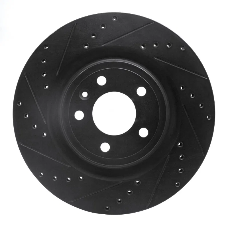 R1 Concepts 633-54065L, R1 11-14 Ford Mustang Front Left Drilled & Slotted Black Brake Rotor