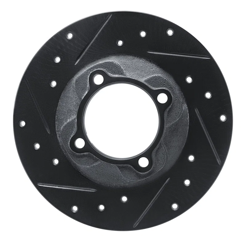 R1 Concepts 633-80005L, R1 81-85 Mazda GLC Front Left Drilled & Slotted Black Brake Rotor