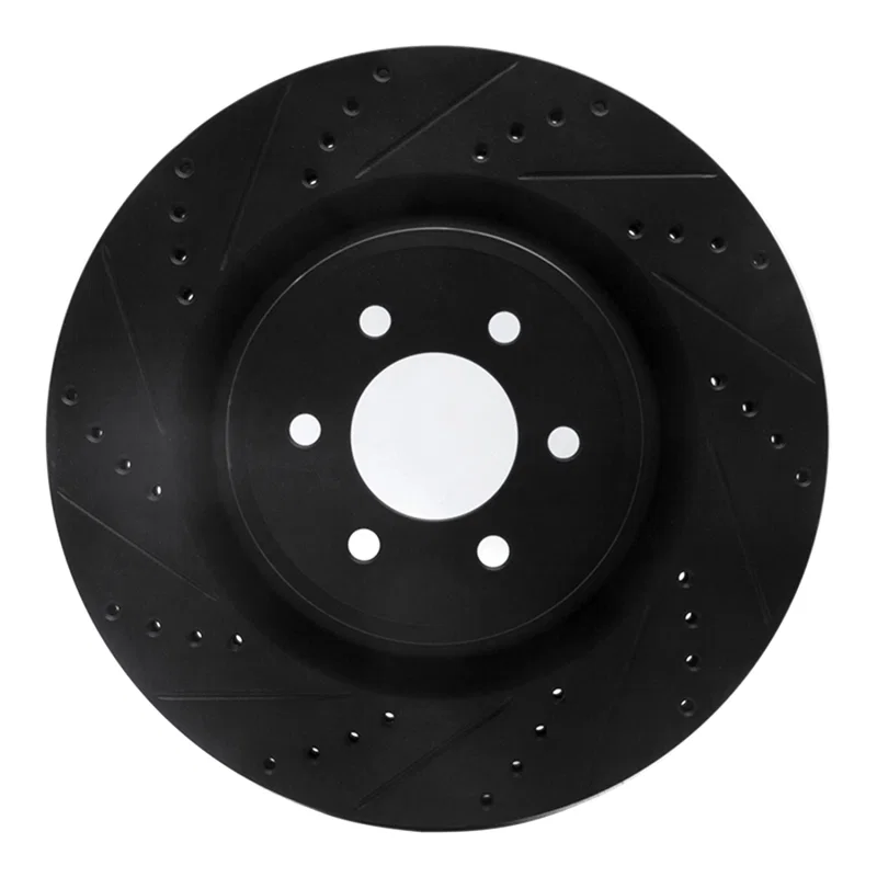 R1 Concepts 633-40022L, R1 2003-2017 Dodge Viper Front Left Drilled & Slotted Black Brake Rotor
