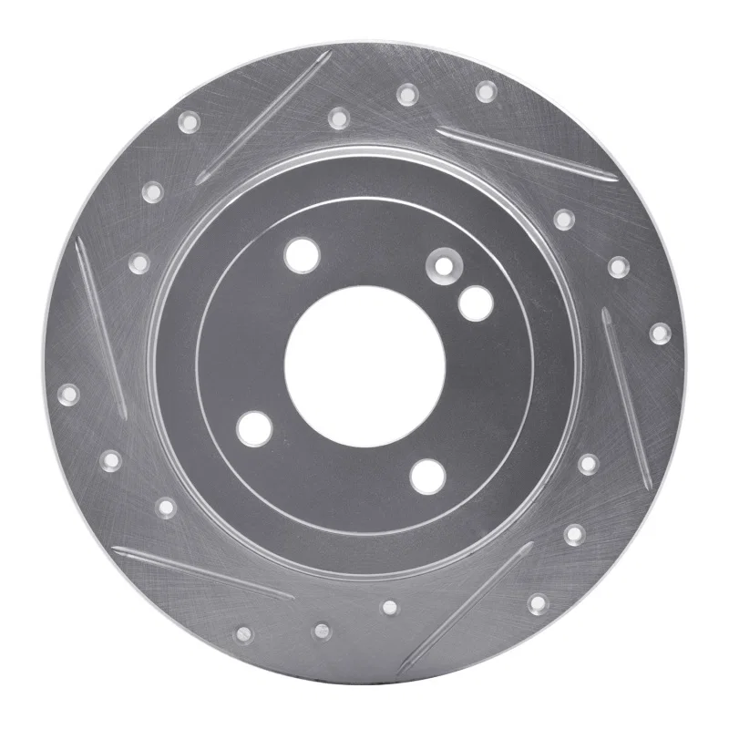 R1 Concepts 631-03041L, R1 12-25 Dodge Attitude (Mexico) Rear Left Drilled & Slotted Silver Brake Rotor