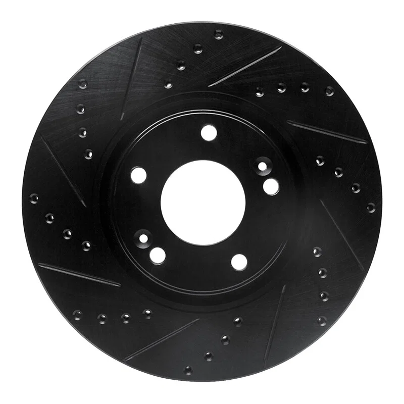 R1 Concepts 633-03019L, R1 04-11 Hyundai Azera Front Left Drilled & Slotted Black Brake Rotor