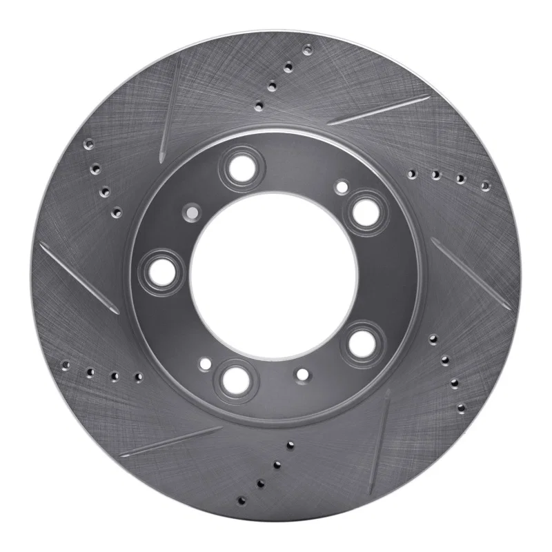 R1 Concepts 631-02028L, R1 97-04 Porsche Boxster Front Left Drilled & Slotted Silver Brake Rotor