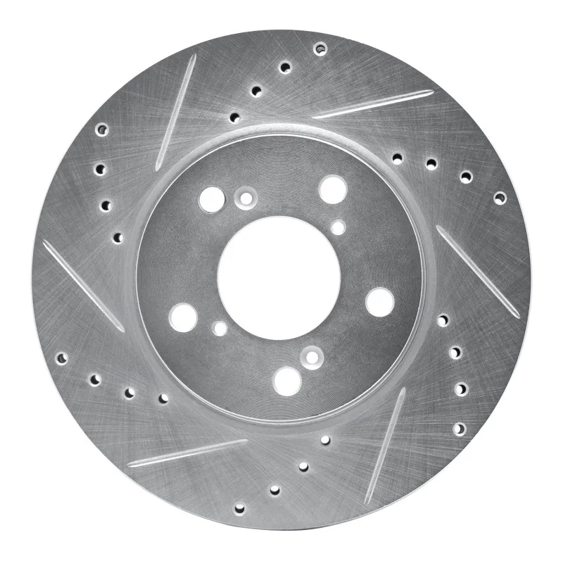 R1 Concepts 631-59049L, R1 05-10 Honda Odyssey Front Left Drilled & Slotted Silver Brake Rotor