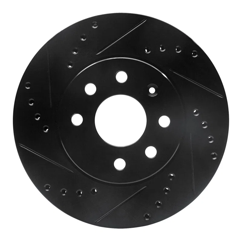 R1 Concepts 633-18005L, R1 00-02 Daewoo Nubira Front Left Drilled & Slotted Black Brake Rotor