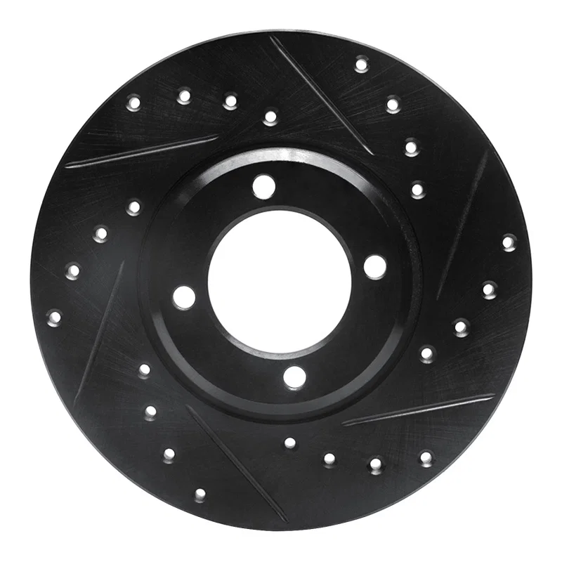 R1 Concepts 633-56018R, R1 63-86 Ford Cortina Front Right Drilled & Slotted Black Brake Rotor