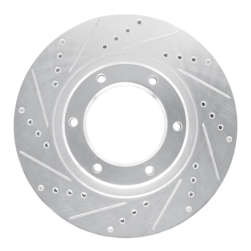 R1 Concepts 631-76116L, R1 93-97 Lexus LX450 Front Left Drilled & Slotted Silver Brake Rotor