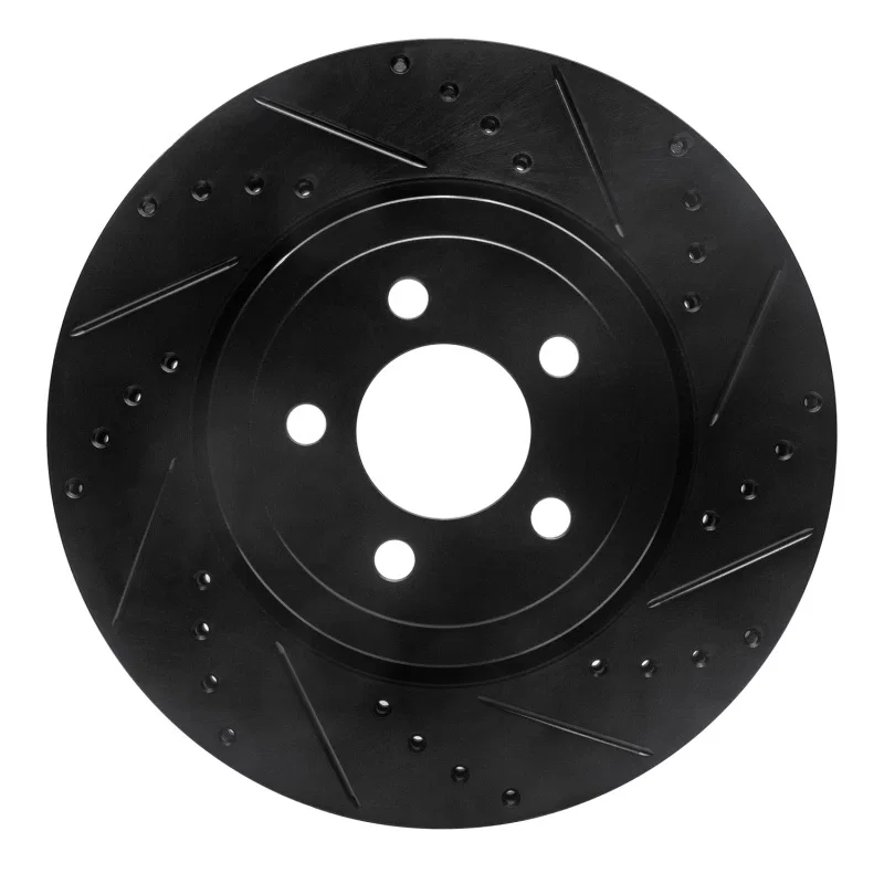 R1 Concepts 633-39017R, R1 09-23 Dodge Challenger Front Right Drilled & Slotted Black Brake Rotor