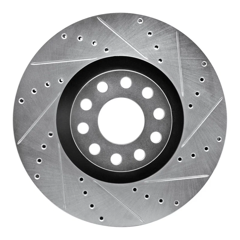 R1 Concepts 631-73019R, R1 00-03 Audi A8 Front Right Drilled & Slotted Silver Brake Rotor