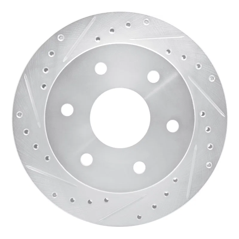 R1 Concepts 631-48008L, R1 88-00 Cadillac Escalade Front Left Drilled & Slotted Silver Brake Rotor