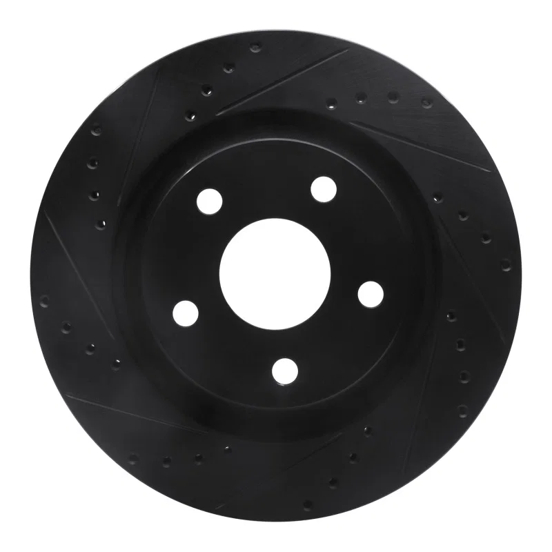 R1 Concepts 633-42033L, R1 12-18 Jeep Wrangler Front Left Drilled & Slotted Black Brake Rotor