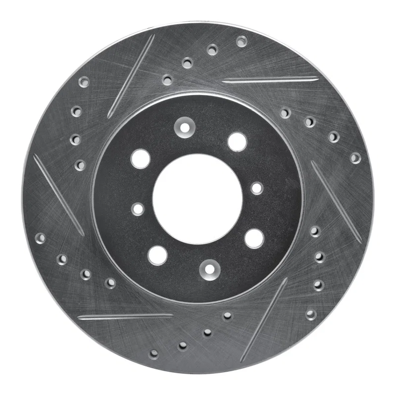 R1 Concepts 631-92070L, R1 02-10 Renault CLIO (Mexico) Front Left Drilled & Slotted Silver Brake Rotor