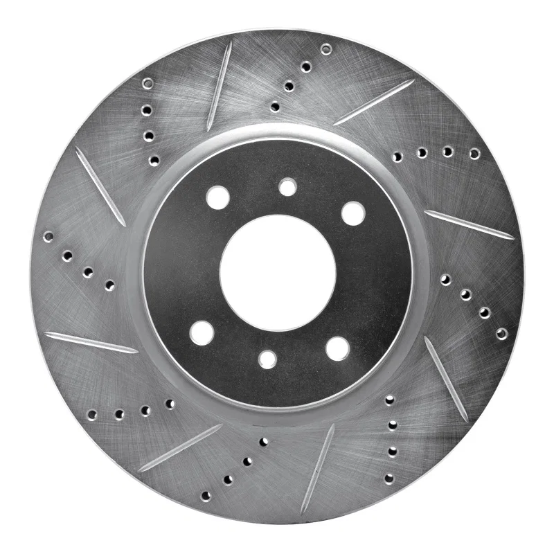R1 Concepts 631-67054L, R1 04-06 Nissan Sentra Front Left Drilled & Slotted Silver Brake Rotor