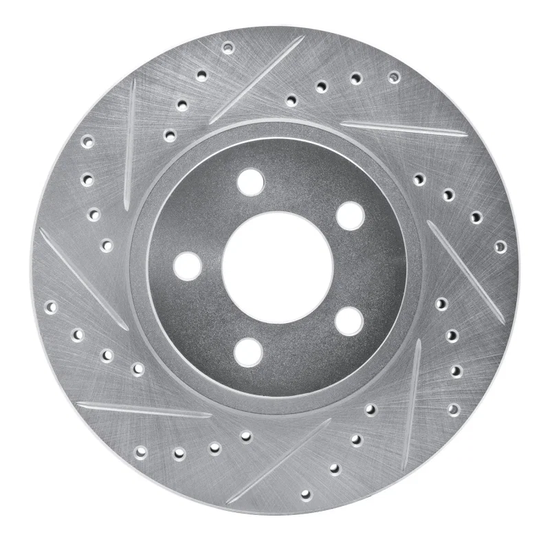 R1 Concepts 631-39012L, R1 01-10 Chrysler PT Cruiser Front Left Drilled & Slotted Silver Brake Rotor