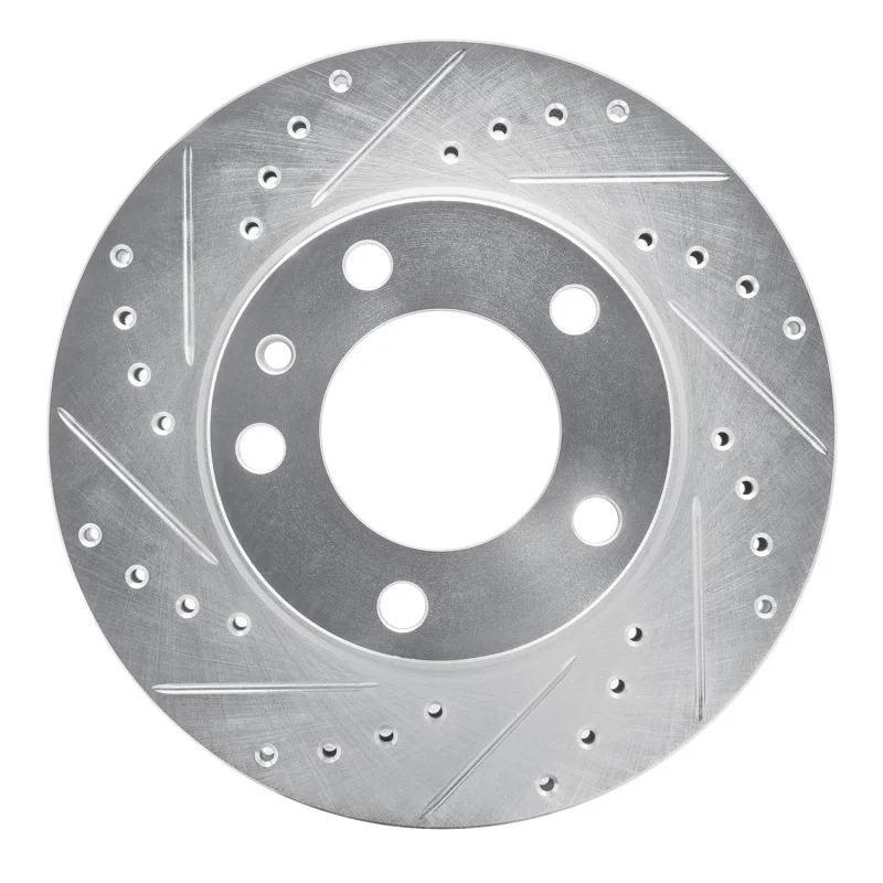R1 Concepts 631-31012L, R1 82-89 BMW 535I Front Left Drilled & Slotted Silver Brake Rotor