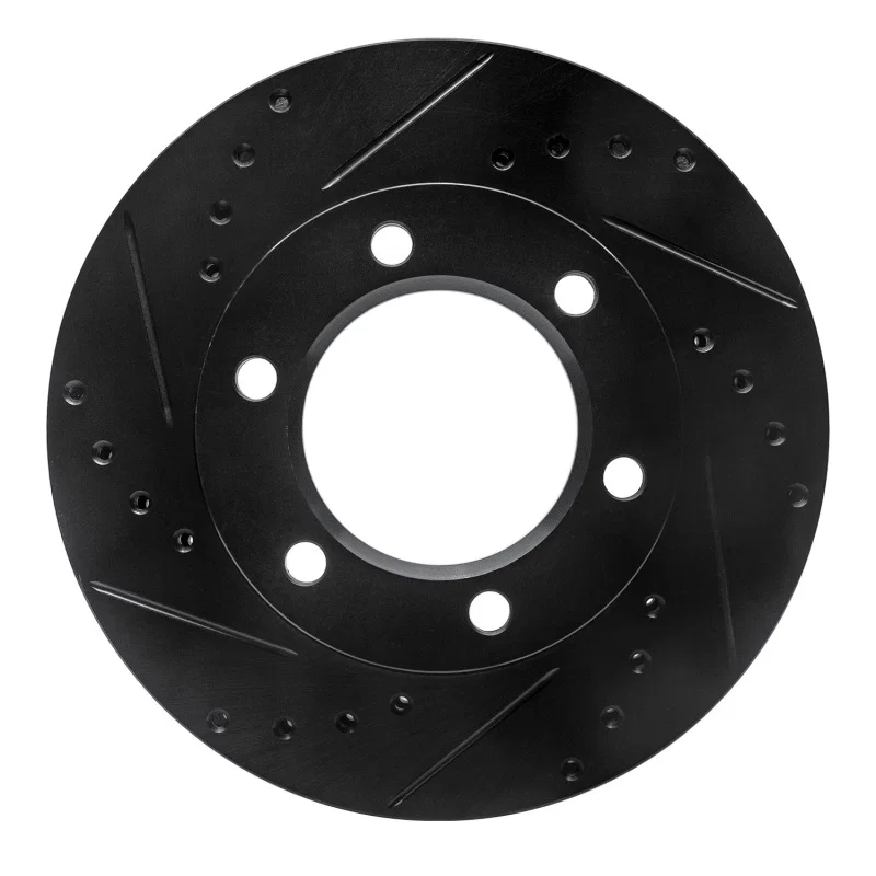 R1 Concepts 633-42031L, R1 71-91 Chevrolet K10 Front Left Drilled & Slotted Black Brake Rotor