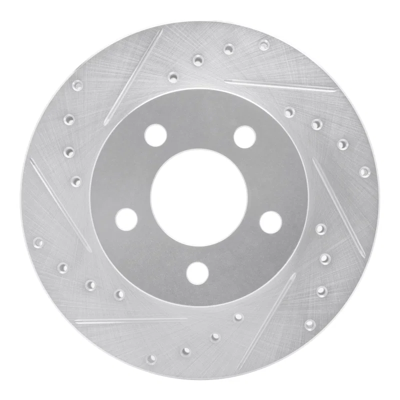 R1 Concepts 631-54144L, R1 95-02 Ford Explorer Front Left Drilled & Slotted Silver Brake Rotor