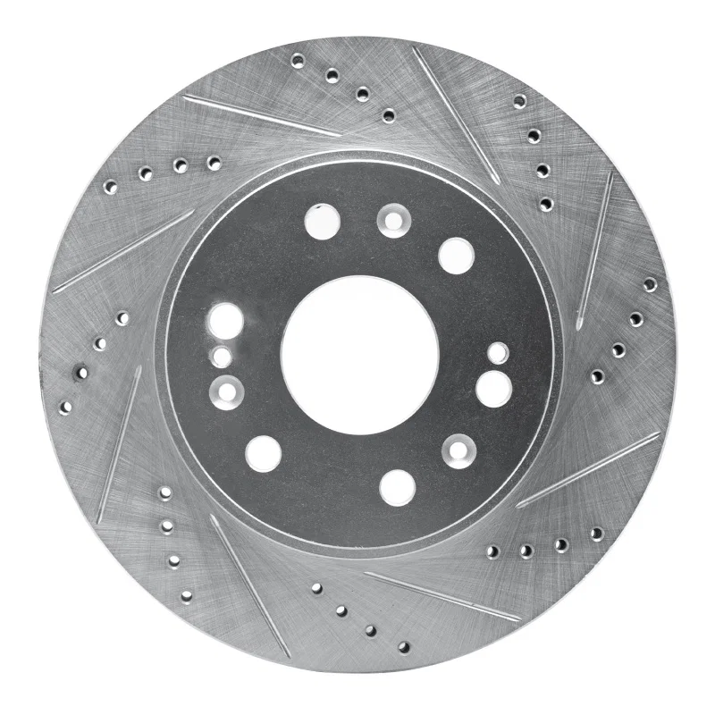R1 Concepts 631-48050R, R1 05-19 Chevrolet Silverado 1500 Front Right Drilled & Slotted Silver Brake Rotor