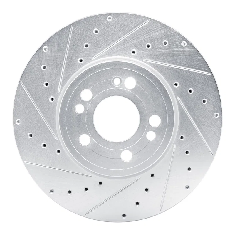 R1 Concepts 631-63181L, R1 2020-2023 Mercedes-Benz GLE350 Front Left Drilled & Slotted Silver Brake Rotor