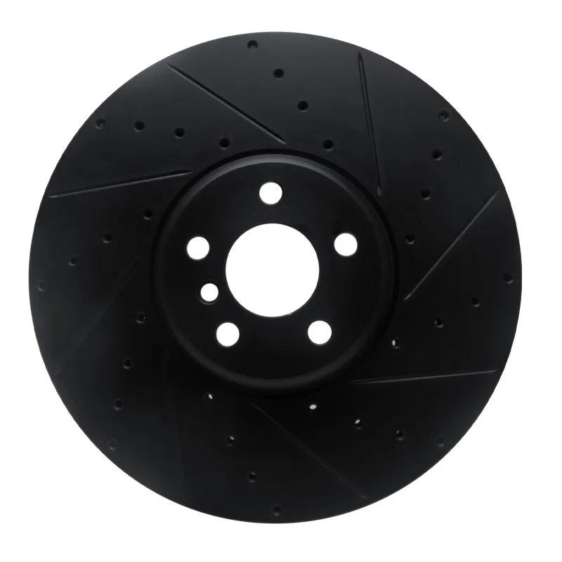 R1 Concepts 633-31131D, R1 16-25 BMW i7 Right Front Drilled & Slotted Black Brake Rotor