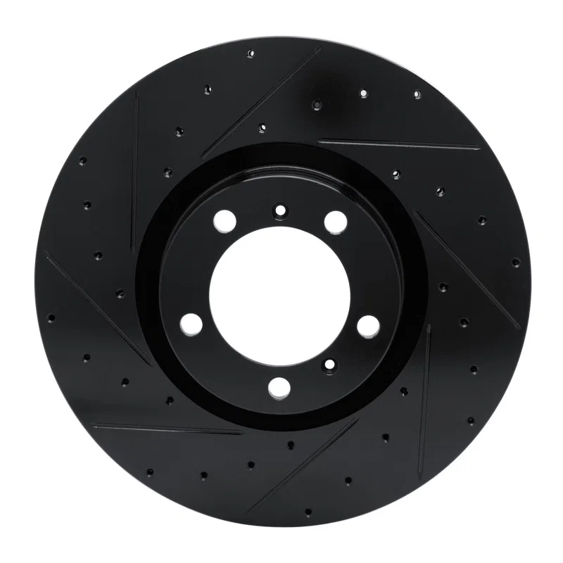 R1 Concepts 633-02084D, R1 10-24 Audi e-Tron GT Left Front Drilled & Slotted Black Brake Rotor