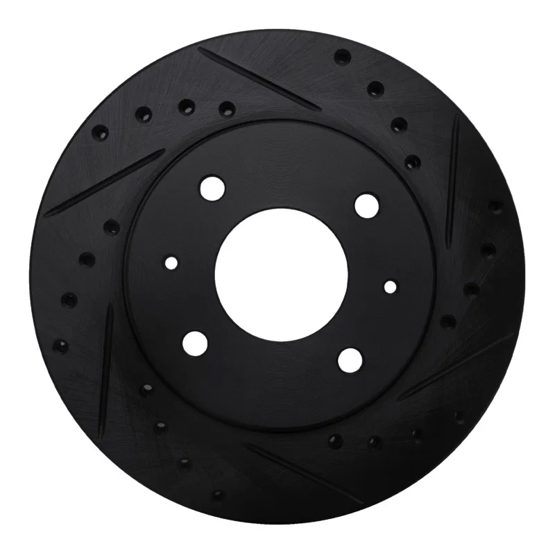 R1 Concepts 633-72006R, R1 85-91 Dodge COLT Front Right Drilled & Slotted Black Brake Rotor