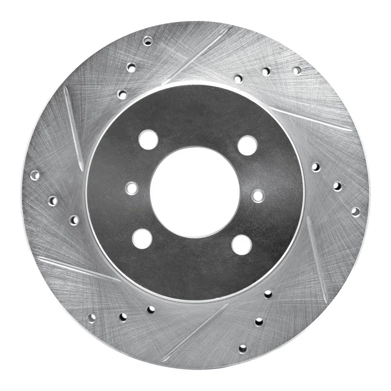 R1 Concepts 631-72033L, R1 98-07 Mitsubishi Lancer Front Left Drilled & Slotted Silver Brake Rotor