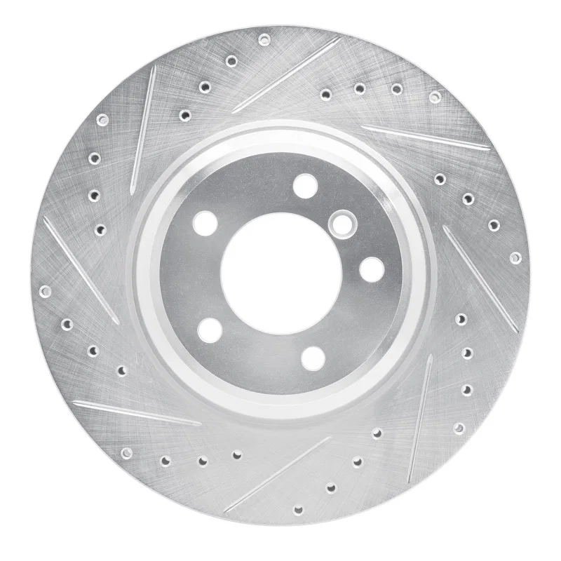 R1 Concepts 631-31082L, R1 07-15 BMW 335XI Front Left Drilled & Slotted Silver Brake Rotor