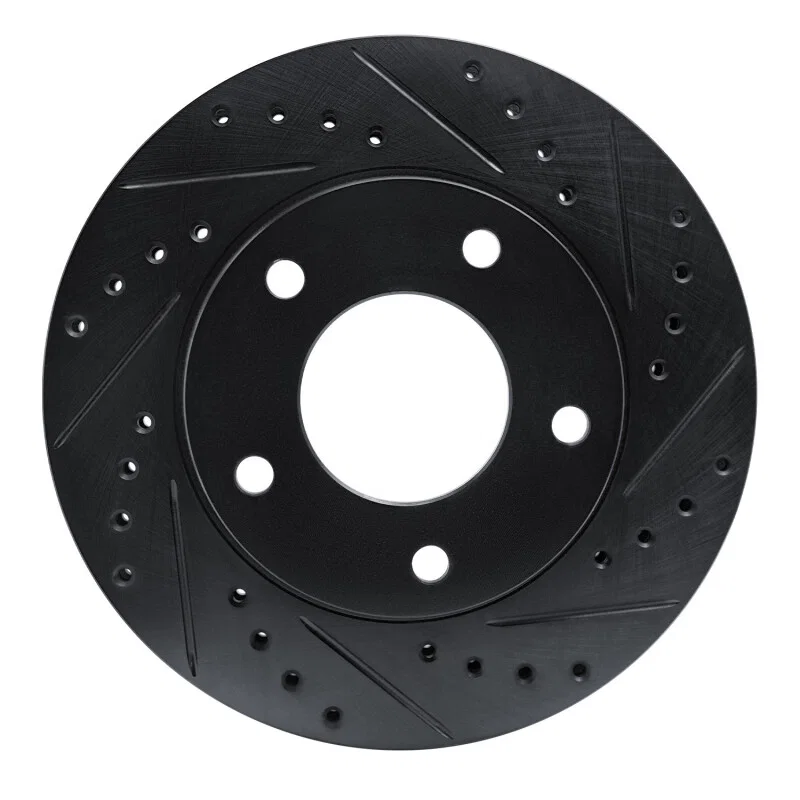 R1 Concepts 633-46004R, R1 69-78 Cadillac Eldorado Rear/Front Right Drilled & Slotted Black Brake Rotor