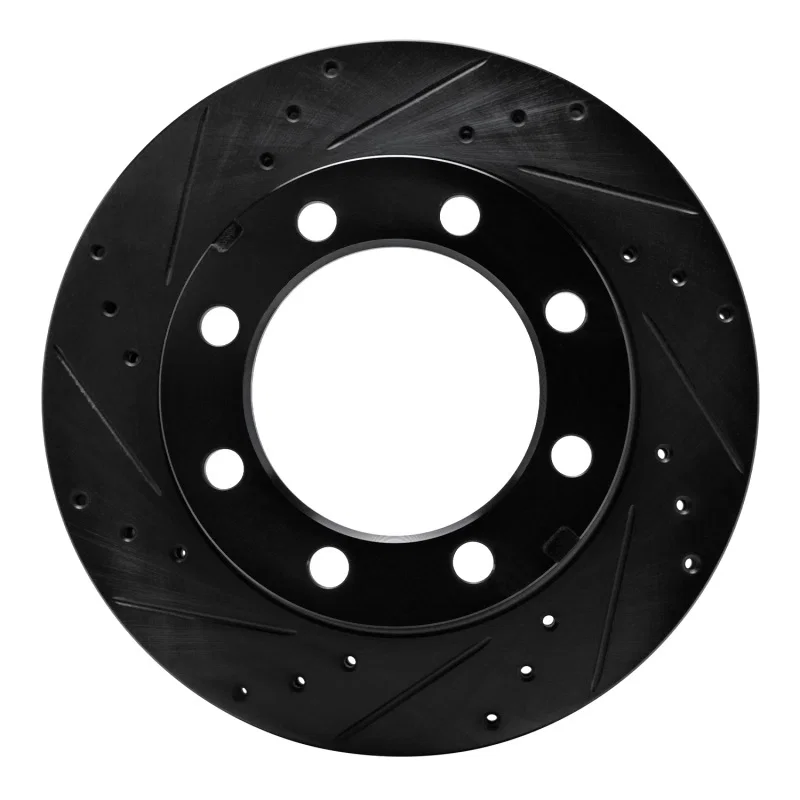 R1 Concepts 633-40051L, R1 77-93 Chevrolet V30 & V3500 Pickup Front Left Drilled & Slotted Black Brake Rotor