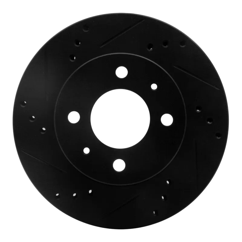 R1 Concepts 633-03012L, R1 00-02 Hyundai Accent Front Left Drilled & Slotted Black Brake Rotor