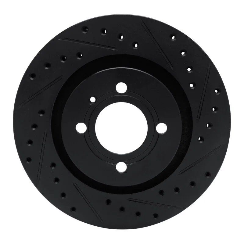 R1 Concepts 633-74008R, R1 90-93 Volkswagen CORRADO Front Right Drilled & Slotted Black Brake Rotor