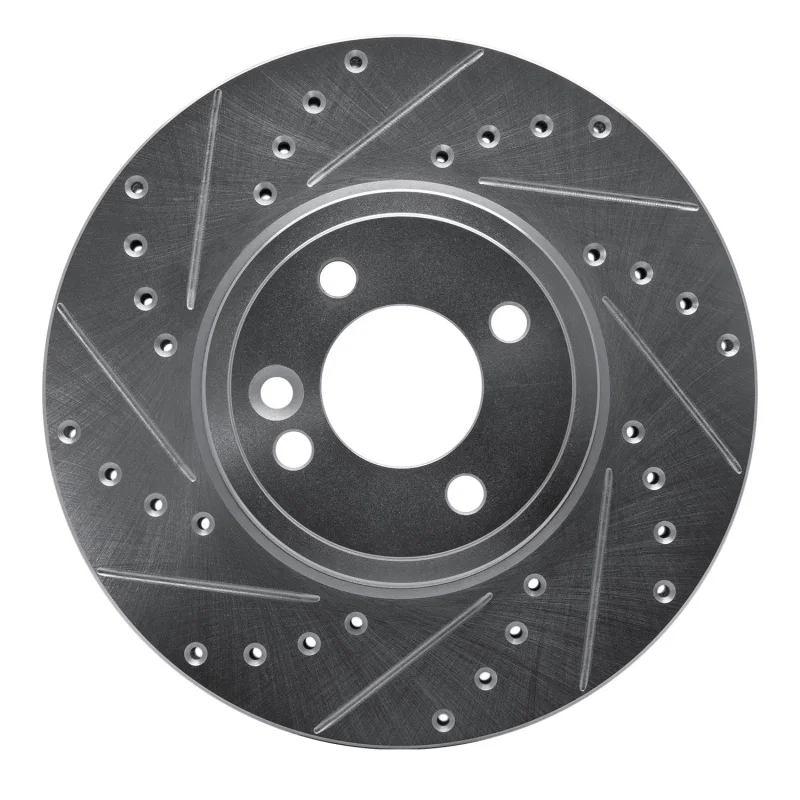 R1 Concepts 631-32002L, R1 02-06 Mini Cooper (Excl Clubman) Front Left Drilled & Slotted Silver Brake Rotor