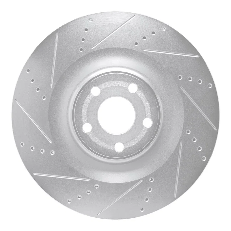 R1 Concepts 631-54295L, R1 2021-2025 Ford Mustang Mach-E Front Left Drilled & Slotted Silver Brake Rotor