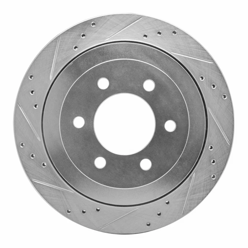 R1 Concepts 631-54205L, R1 07-17 Ford Expedition Rear Left Drilled & Slotted Silver Brake Rotor