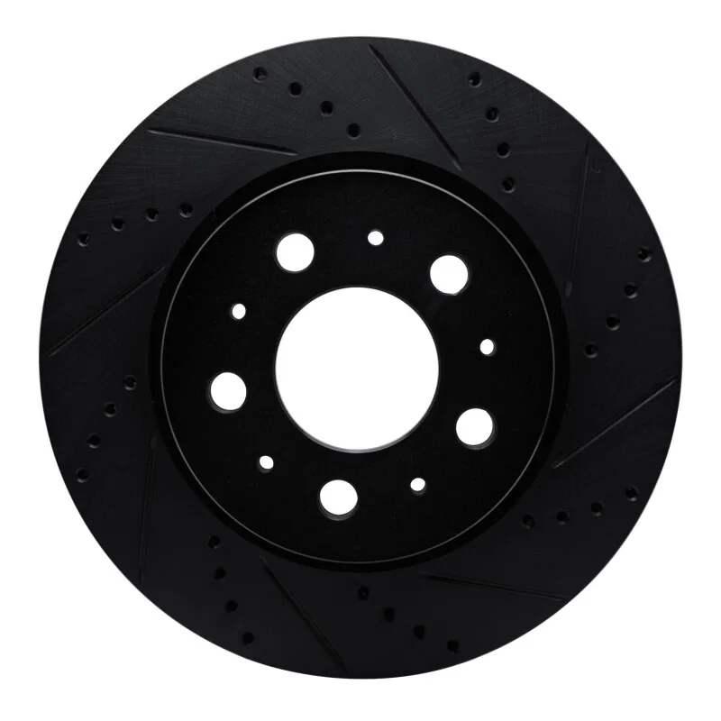R1 Concepts 633-26002R, R1 17-25 Tesla Model 3 Front Right Drilled & Slotted Black Brake Rotor