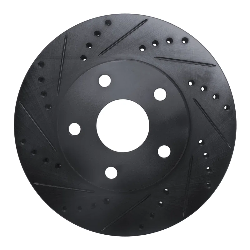R1 Concepts 633-76109L, R1 91-97 Toyota Previa Front Left Drilled & Slotted Black Brake Rotor
