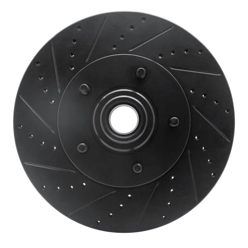 R1 Concepts 633-54191L, R1 04-06 Ford E-150 Club Wagon Front Left Drilled & Slotted Black Brake Rotor
