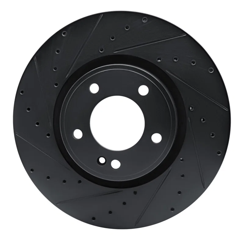 R1 Concepts 633-63176L, R1 2019-2025 Mercedes-Benz G550 Front Left Drilled & Slotted Black Brake Rotor