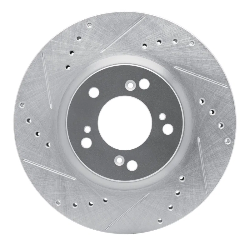 R1 Concepts 631-59027L, R1 00-09 Honda S2000 Front Left Drilled & Slotted Silver Brake Rotor