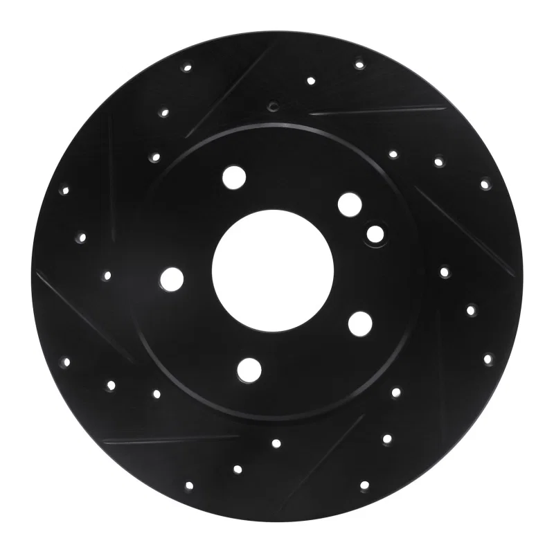 R1 Concepts 633-63036L, R1 97-98 Mercedes-Benz C230 Front Left Drilled & Slotted Black Brake Rotor