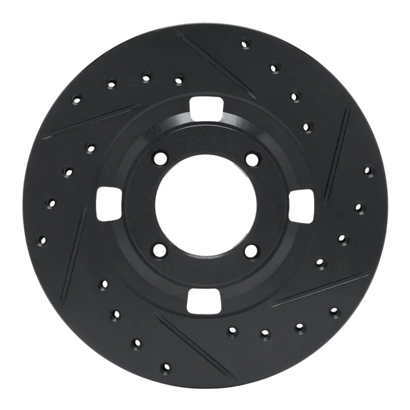 R1 Concepts 633-37001R, R1 83-89 Isuzu Impulse Front Right Drilled & Slotted Black Brake Rotor