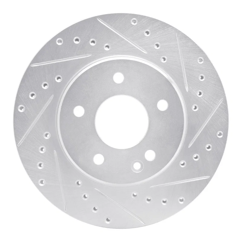 R1 Concepts 631-63000R, R1 94-97 Mercedes-Benz C230 Front Right Drilled & Slotted Silver Brake Rotor