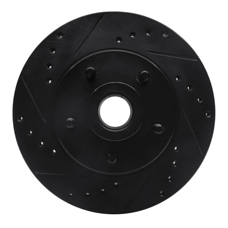 R1 Concepts 633-56008L, R1 79-91 Ford LTD Front Left Drilled & Slotted Black Brake Rotor