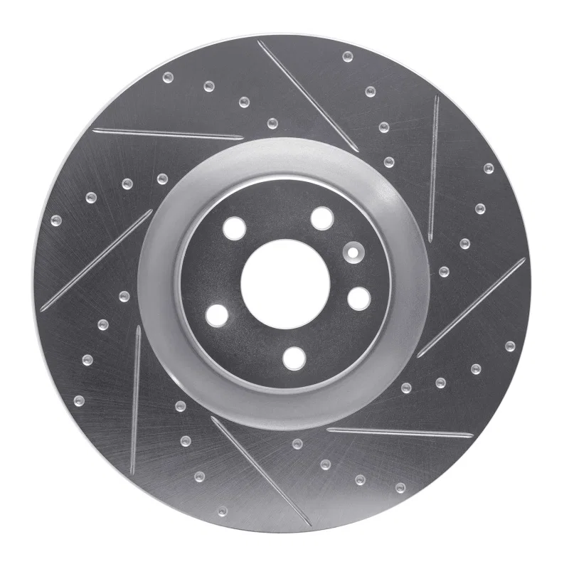 R1 Concepts 631-27053R, R1 16-26 Volvo XC90 Front Right Drilled & Slotted Silver Brake Rotor