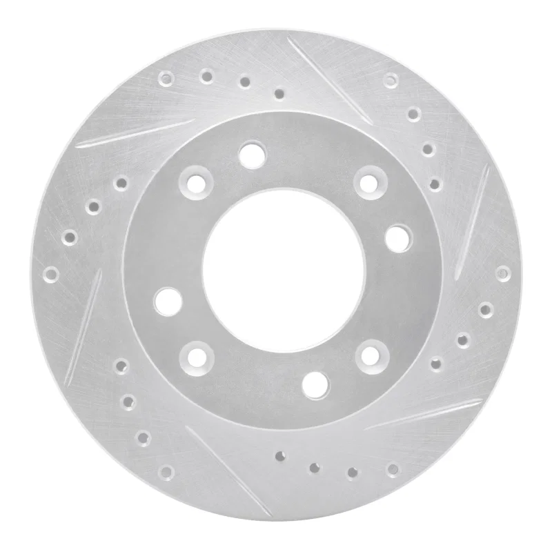 R1 Concepts 631-80012R, R1 86-88 Mazda RX-7 Front Right Drilled & Slotted Silver Brake Rotor