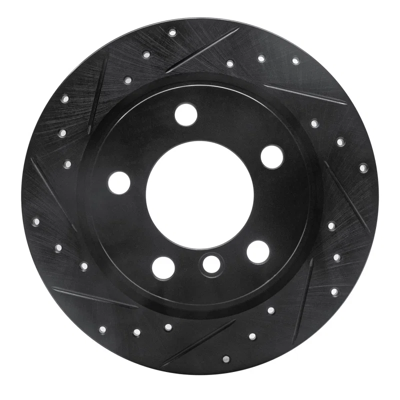 R1 Concepts 633-32010L, R1 11-16 Mini Cooper Paceman Rear Left Drilled & Slotted Black Brake Rotor