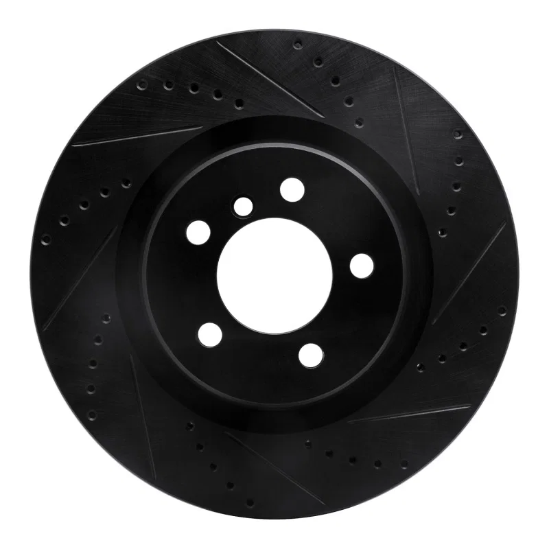 R1 Concepts 633-11014R, R1 06-12 Land Rover Range Rover Front Right Drilled & Slotted Black Brake Rotor