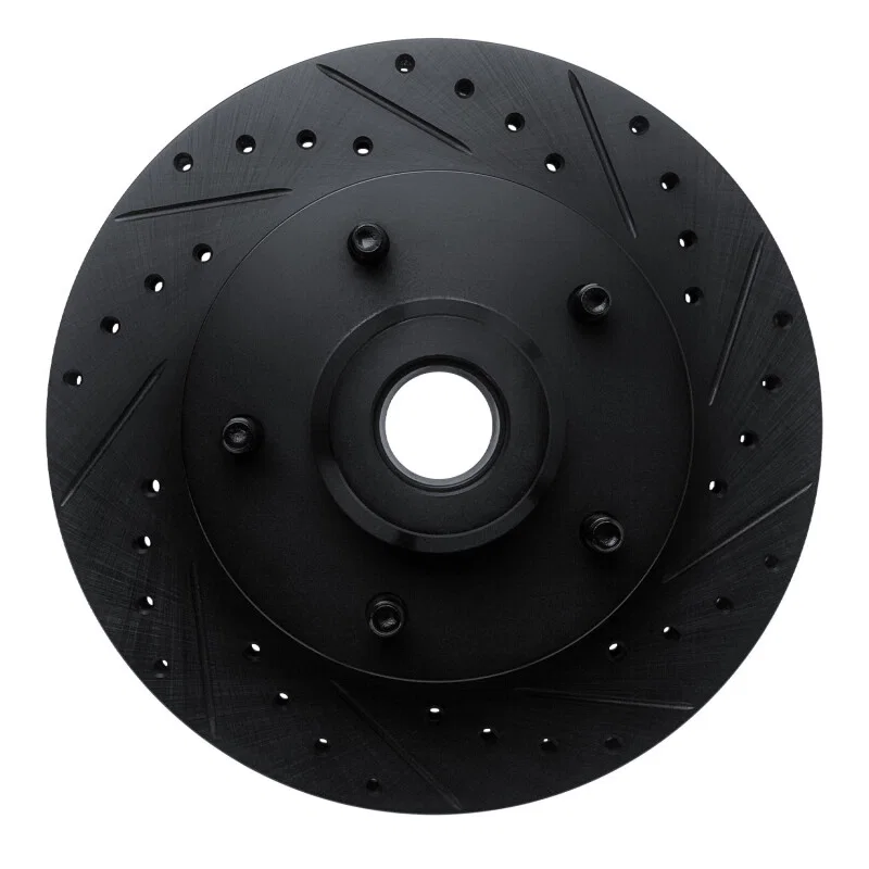 R1 Concepts 633-40074R, R1 94-02 Dodge B200 / B200 Van / B250 Front Right Drilled & Slotted Black Brake Rotor