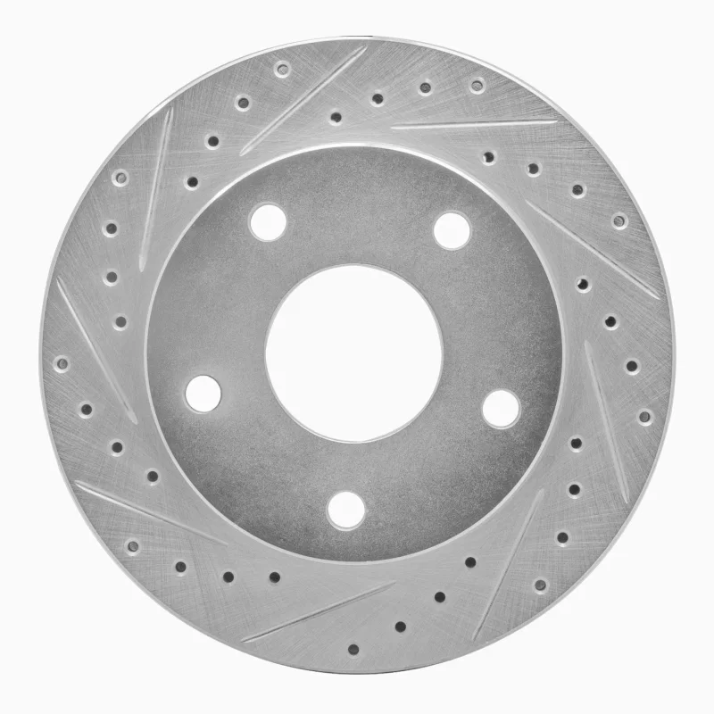 R1 Concepts 631-40077L, R1 94-99 Dodge Ram 1500 Pickup Front Left Drilled & Slotted Silver Brake Rotor