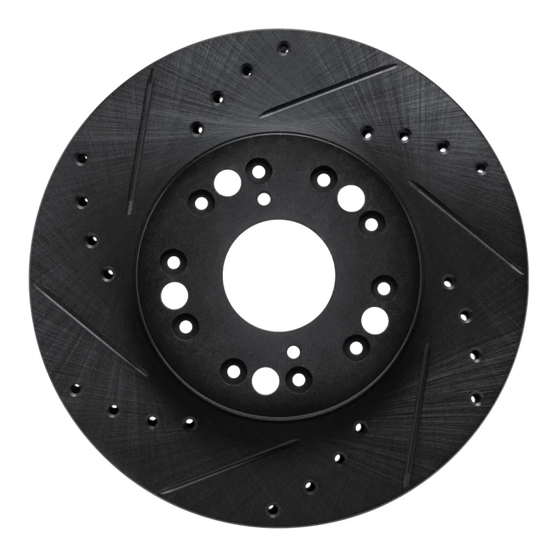 R1 Concepts 633-75002L, R1 91-92 Lexus LS400 Front Left Drilled & Slotted Black Brake Rotor